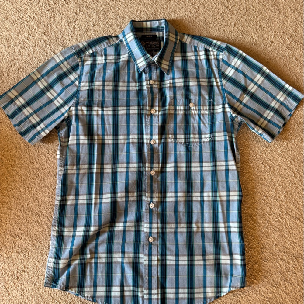 American Rag CIE Blue and White Casual Button Down Shirt